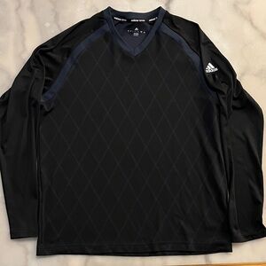 Adidas Men's Black and Gray Long Sleeve Tee